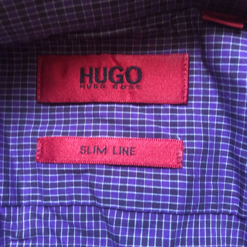 ⬇️65 Boss: Hugo Boss Purple Checked Button Down L - Picture 2 of 4